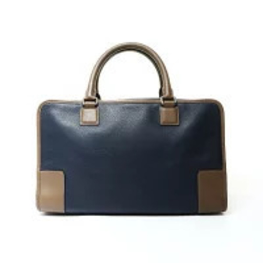 Loewe Bicolor Handbag Leather Navy Amazona Brown Blue